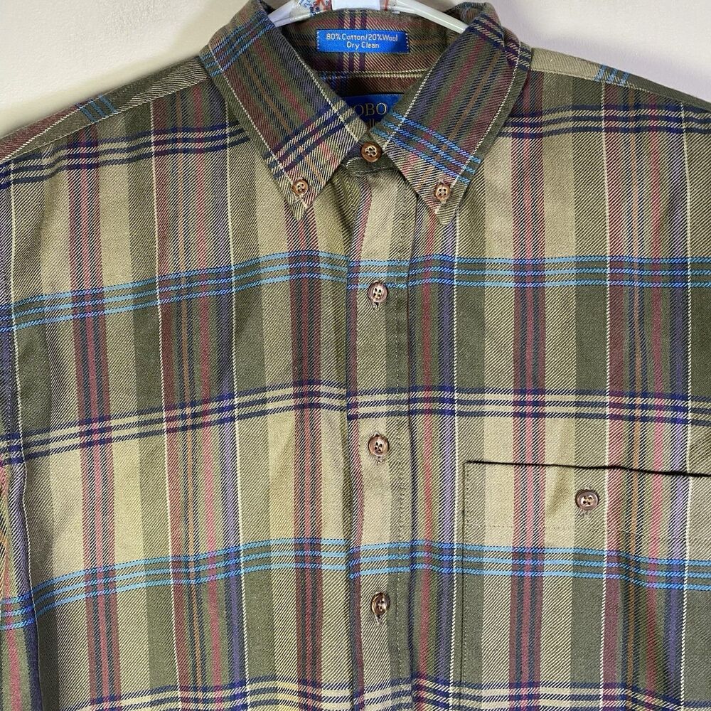 Pendleton Button Shirt Mens Large Lobo Wool Blend Plaid Flannel Lumberjack  USA
